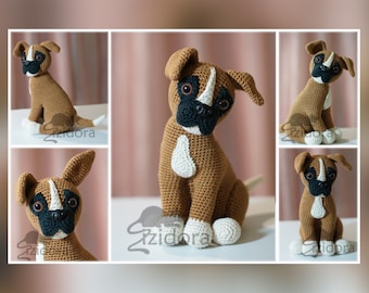 PATTERN (English Only):  Boxer Puppy - crochet dog, crochet puppy, crochet boxer dog, amigurumi dog - Instant PDF Download