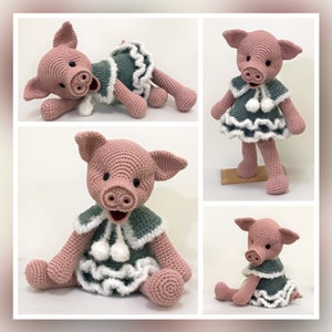 PATTERN (English Only): Little Miss Winter Piggy -  Amigurumi Pattern, Crochet Pig Pattern, Amigurumi Pig - Instant PDF Download