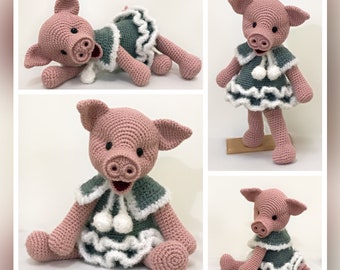 PATTERN (English Only): Little Miss Winter Piggy -  Amigurumi Pattern, Crochet Pig Pattern, Amigurumi Pig - Instant PDF Download