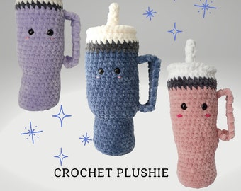 Peluche au crochet avec bouteille d'eau | Gobelet au crochet | Gourde de soutien émotionnel