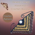 Crochet Bandana Pattern | Moth Crochet Pattern | Death's-Head Hawkmoth Crochet Pattern | Skull Moth Crochet Pattern | Moth Bandana Crochet