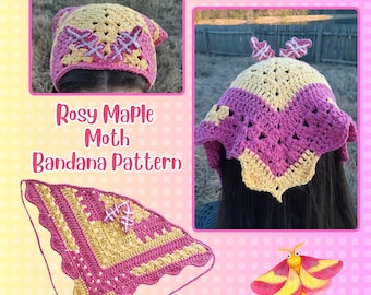 Rosy Maple Moth Bandana Crochet Pattern PDF
