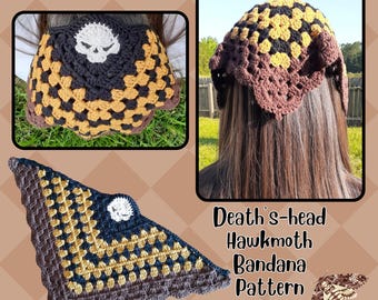 Death's-Head Hawkmoth Crochet Pattern | Skull Moth Bandana