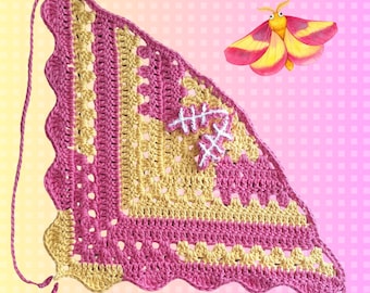 Rosy Maple Moth Crochet Bandana