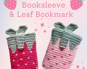 Strawberry Book Sleeve | Crochet Book Sleeve | Cottagecore | Pink Strawberry