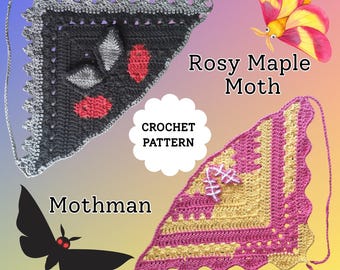 Patrones de crochet para pañuelos de polillas: Polilla de arce rosa y hombre polilla (PDF)