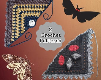 2 Moth Bandana Crochet Patterns: Deaths-head Hawkmoth and Mothman (PDF)
