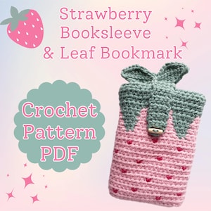 Strawberry Book Sleeve Crochet Pattern | Cottagecore Crochet Pattern | Strawberry Crochet Pattern | Booksleeve Crochet Pattern