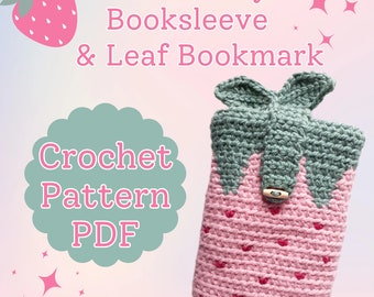 Strawberry Book Sleeve Crochet Pattern | Cottagecore Crochet Pattern | Strawberry Crochet Pattern | Booksleeve Crochet Pattern