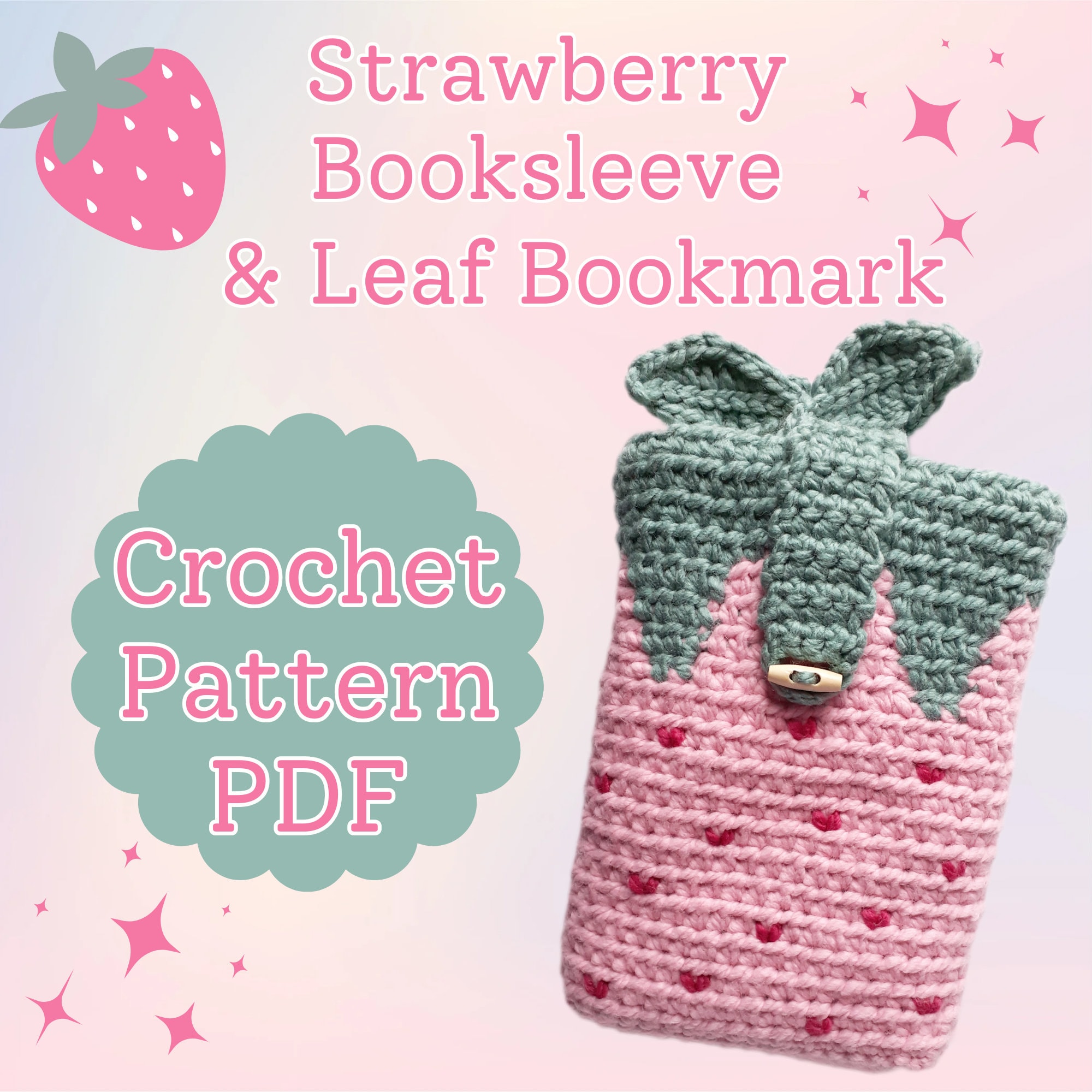30 Book Sleeve Crochet Patterns for Stylish, Protective Handmade Reading Accessories 4 Strawberry Book Sleeve Crochet Pattern
