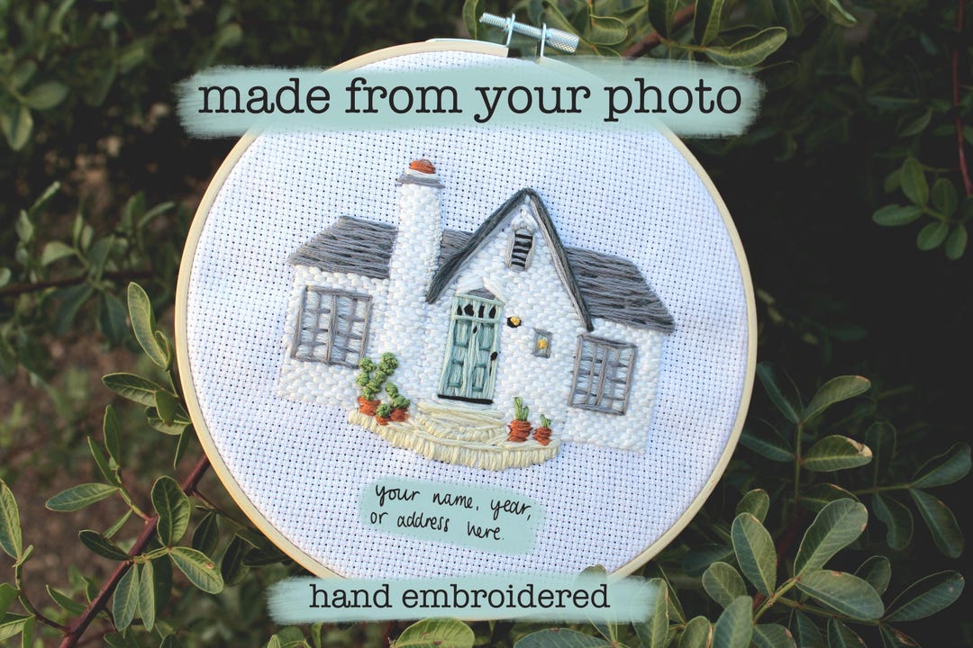 Custom Embroidered House Portrait From Photo Personalized Home ...