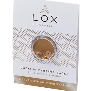 Lox secure locking earring backs. Gold Tone. Lifetime guarantee