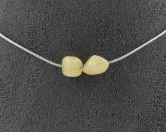 Collier perles Calcite jaune du Royaume-Uni chaine en acier inoxydable. Fabriqué en France. Taille personnalisable. Collier femmes, hommes