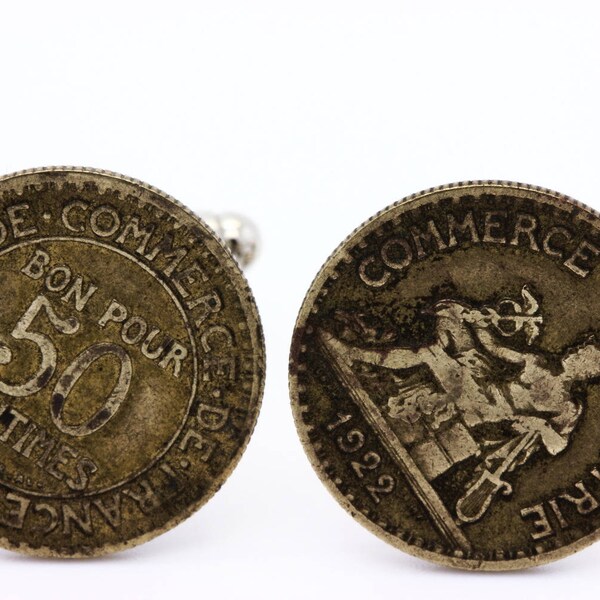 Cufflinks Authentic Coin "France" 50 cents Chamber of Commerce . TMPL_SKU005479