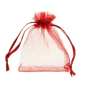 Sacs-cadeaux Organza. Couleur Rouge Bordeaux. 10/20/50/100 PCS. Pochettes Organza bijoux. Cadeau fête de mariage. Sac de bonbons.
