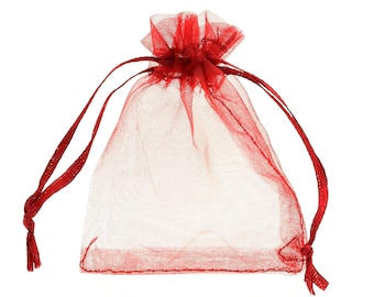 Bolsas de regalo de organza. Color rojo burdeos. 10/20/50/100 UDS. Bolsas de joyería de organza. Regalo de fiesta de boda. Bolsa de dulces.