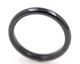 Bague Hématite ronde 3 mm. Cadeau pour femme, homme, couple.