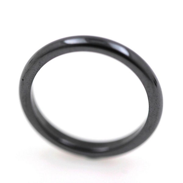 Round Hematite ring 3 mm. Gift for woman, man, couple.