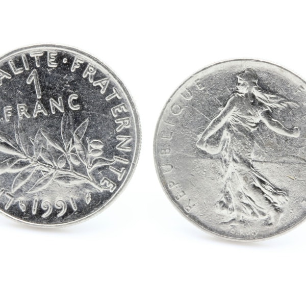 Boutons de manchettes Pièce de Monnaie Authentique " France " 1 franc Semeuse. TMPL_SKU005466