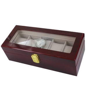 Luxury style wooden watch case. Storage box 1 to 12 watches. Gift box. Pour 5 montres