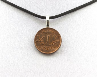 Collier pièce de monnaie Colombie 1 centavo. Cordon noir