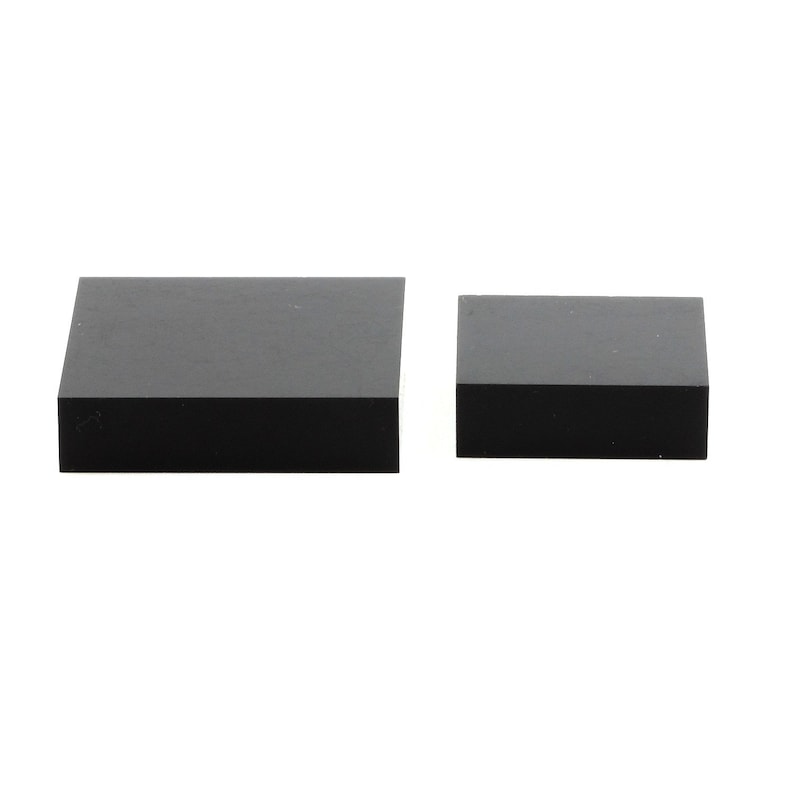 Three pieces Base acrylic display support for minerals Black 50 x 50 x 20 mm