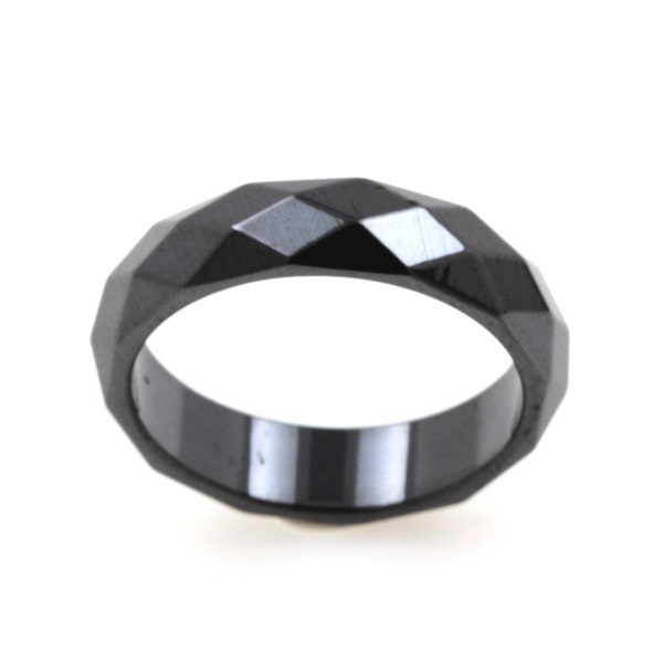 Faceted Hematite ring 6 mm. Couple ring.