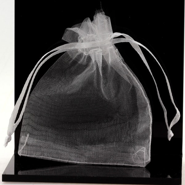 Organza-Geschenktüten. Weiße Farbe. 10/20/50/100 Stück. Schmuckbeutel aus Organza. Geschenk zur Hochzeit. Tasche voller Süßigkeiten.