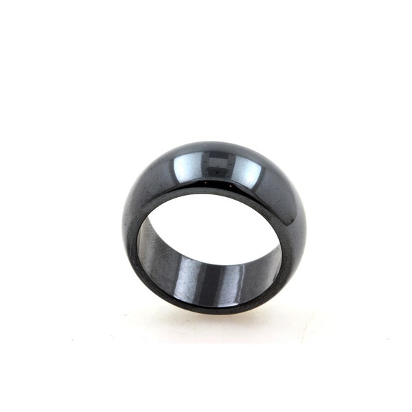 Round Hematite ring 10 mm. Gift for him. Gift for her. Couple ring. Women's ring. Men's ring. Stone ring