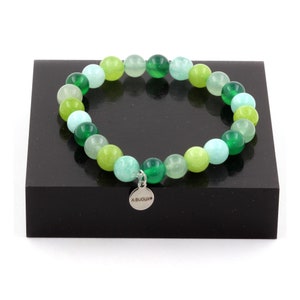 Green Agate + Aventurine + Peridot + Angelite Beads Bracelet 8 mm. Women's & Men's Bracelet. Gift for him for her