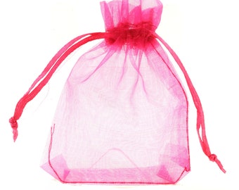 Organza gift bags. Fuchsia color. 10/20/50/100PCS. Organza jewelry pouches. Wedding party gift. Bag of candy.