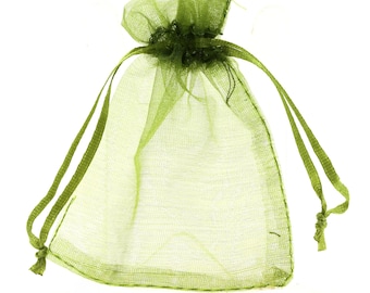 Organza-Geschenktüten. Olivgrüne Farbe. 10/20/50/100 Stück. Schmuckbeutel aus Organza. Geschenk zur Hochzeit. Tasche voller Süßigkeiten.