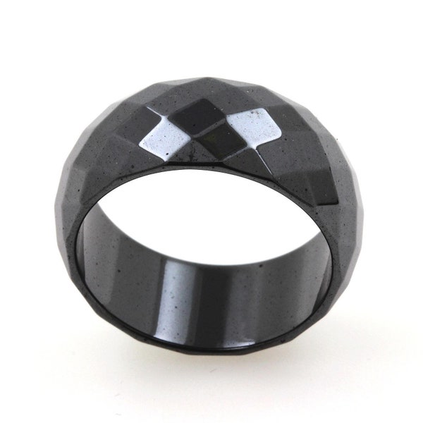 Bague Hématite facettée 10 mm. Bague couple. Cadeau