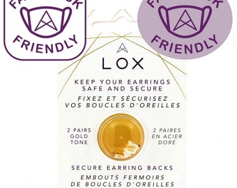 Lox secure locking earring backs. Gold Tone. Lifetime guarantee