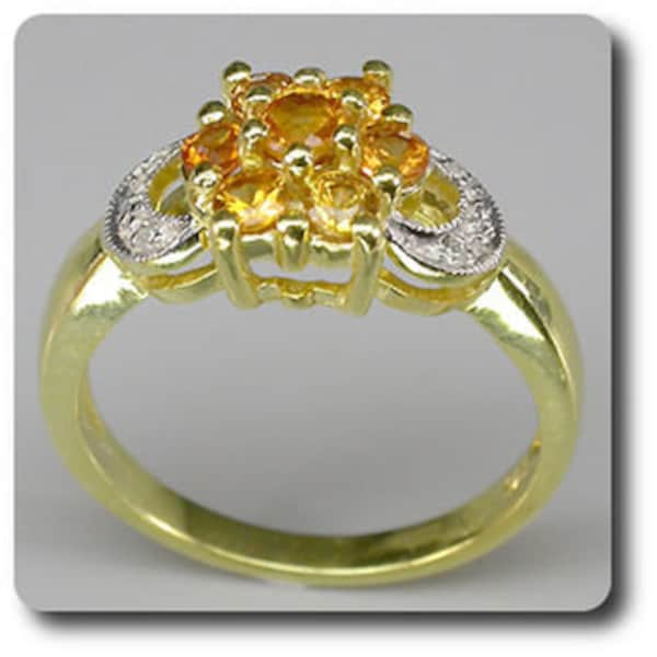 BAGUE Saphir Jaune & Diamant  Argent 925 Plaqué Or