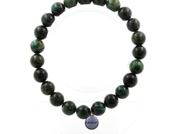 Pulsera Esmeralda de Zambia Cuentas 8 mm. Calidad 3A. Fabricado en Francia. Viene con certificado de autenticidad. Pulsera para mujer y hombre.