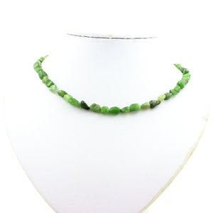 Nephrite Jade beaded necklace from Siberia (Russia) stainless steel chain. Necklace for men and women. Customizable size