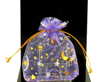 Bolsas de regalo de organza. Patrón de luna estrella de color lavanda. 10/20/50/100 UDS. Bolsas de joyería de organza. Regalo de fiesta de boda.