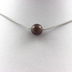 Collier perle Rubis de Mogok, Birmanie, Myanmar 8 mm chaine en acier inoxydable. Fabriqué en France. Taille personnalisable.