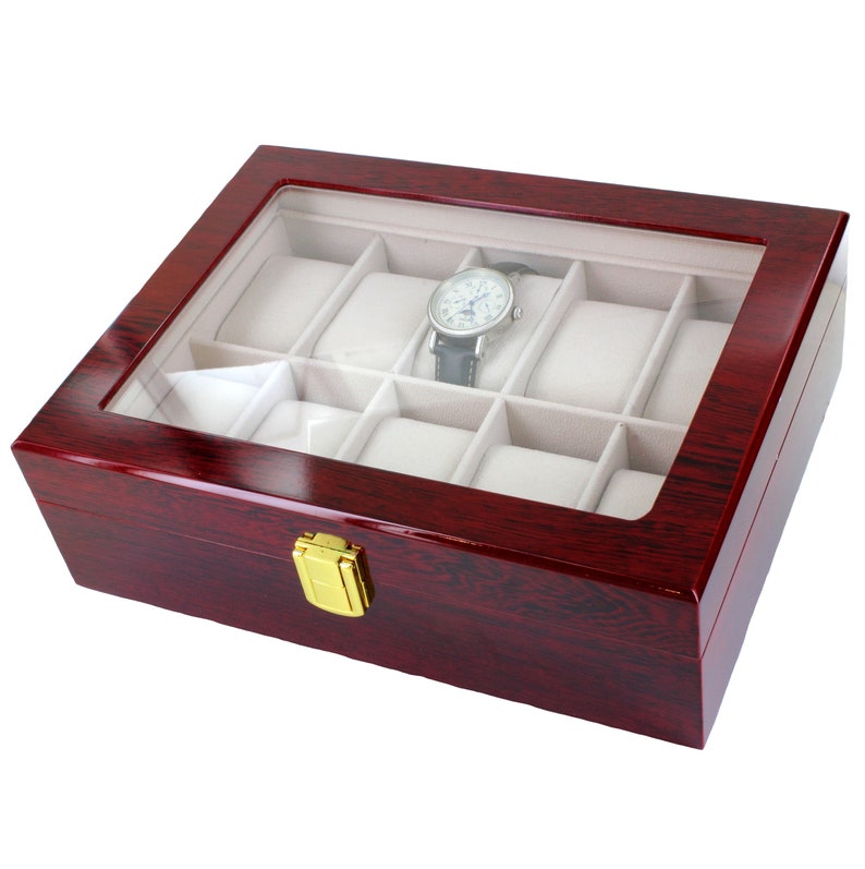 Luxury style wooden watch case. Storage box 1 to 12 watches. Gift box. Pour 10 montres