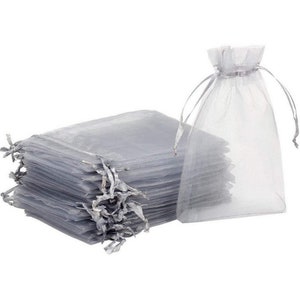 Organza gift bags. Gray Organza Bags for Jewelry, Gifts. 10/20/50/100 PCS Organza Pouches. Wedding party. Bag of candy. image 1
