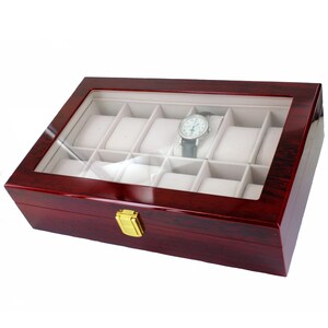 Luxury style wooden watch case. Storage box 1 to 12 watches. Gift box. Pour 12 montres