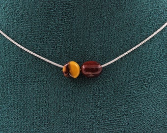 Collier perles Mookaite d'Australie chaine en acier inoxydable. Fabriqué en France. Taille personnalisable. Collier femmes, hommes