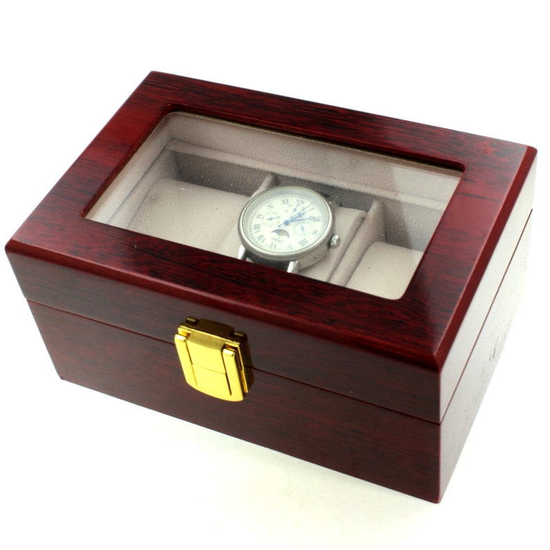 Luxury style wooden watch case. Storage box 1 to 12 watches. Gift box. Pour 3 montres