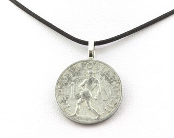 Collier pièce de monnaie Autriche 1 schilling. Cordon noir