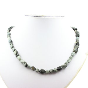 South African hawk's eye beaded necklace with stainless steel chain. Necklace for men and women. Customizable size