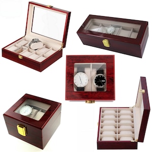 Luxury style wooden watch case. Storage box 1 to 12 watches. Gift box. image 1
