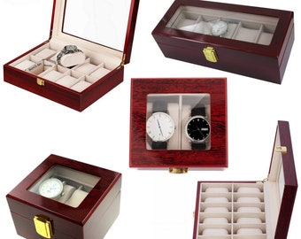 Boîte de montre en bois style luxe. Boîte de rangement 1 à 12 montres. Coffret Cadeau.