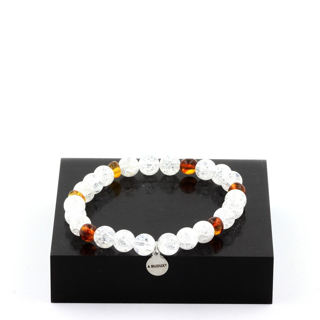 Bracelet En Ambre Baltique Naturel - Perles Marbrées 20,7g - Longueur 7 Pouces