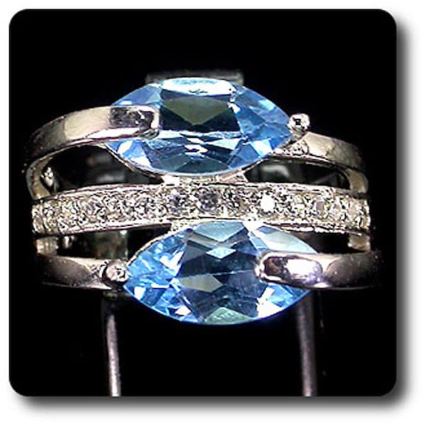 BAGUE TOPAZE BLEU Argent 925